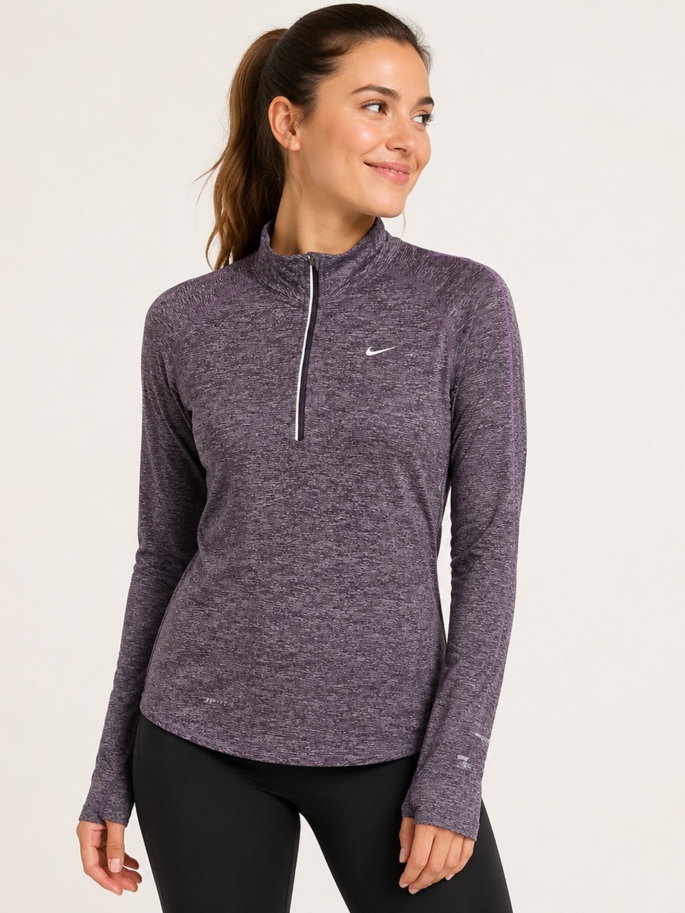 Nike Dri-FIT Purple Heather Quarter-Zip Running Top Women’s M